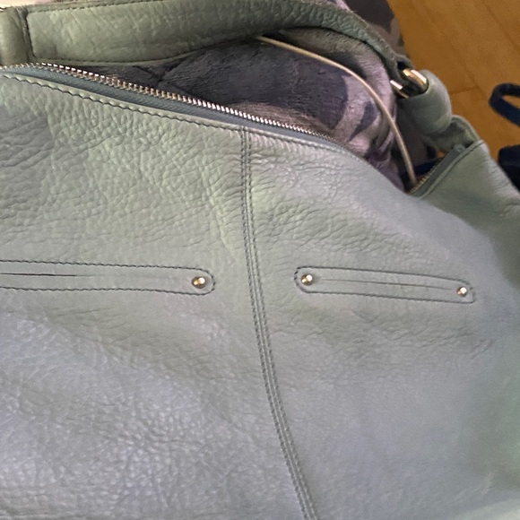 b. makowsky Woven Panel Studded Shoulder Bag - Light Blue - Picture 7 of 14